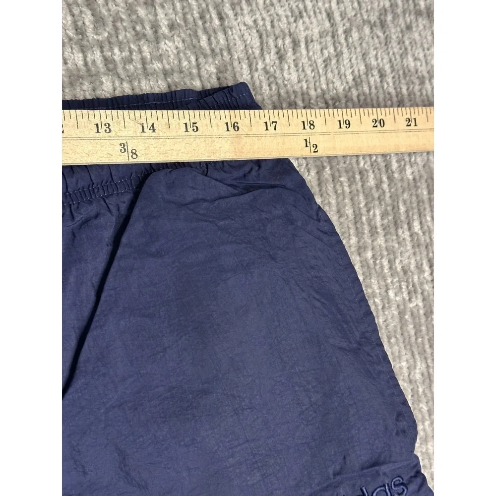 VTG 90s ADIDAS SWISHY LINED WINDBREAKER NAVY BLUE TRACK PANTS LARGE